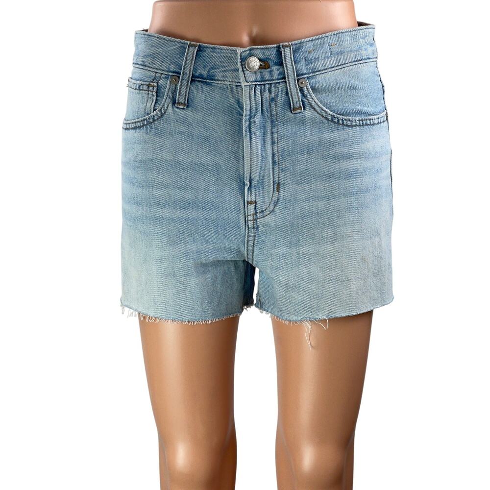 NEW Madewell Women's Blue High Rise Raw Hem Cut Off Denim Jean Shorts Size 25